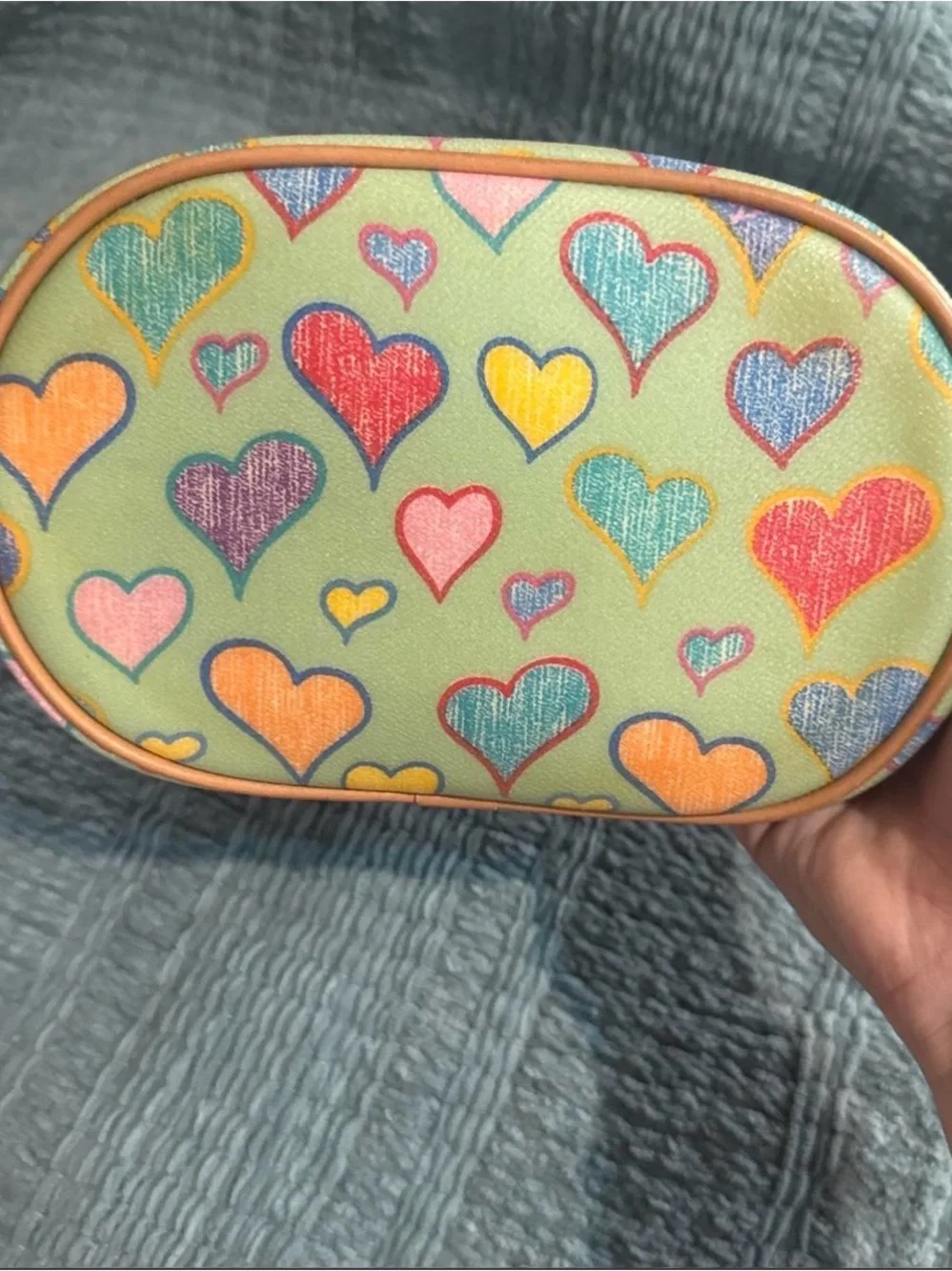 Vintage Dooney & Bourke Multicolor Heart Print Shoulder Bag - Pastel